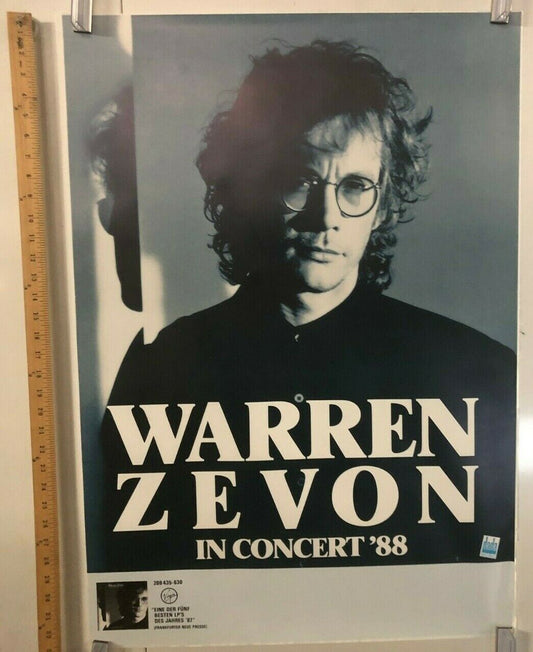 Warren Zevon In Concert 1988 German Tour Poster Werewolves Of London Rock