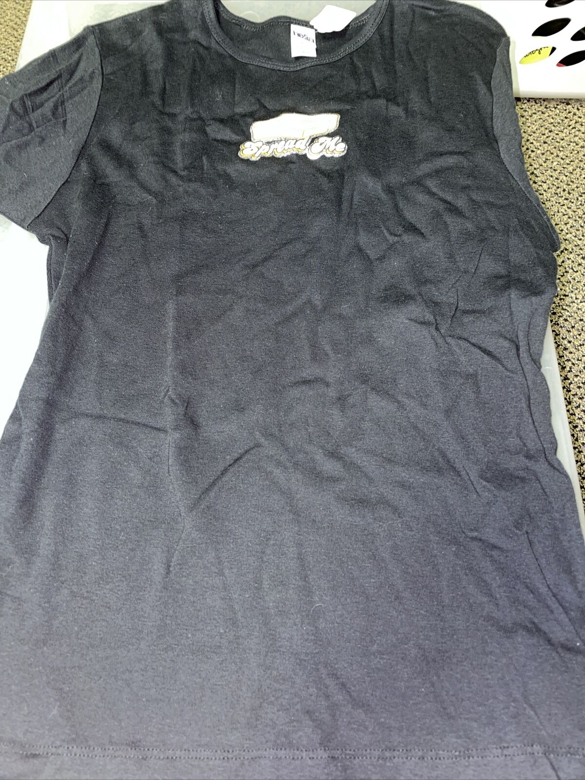 Vintage Woman’s Shirt - Spread Me Butter Toast Joke Black Size L Bella Joke Fun
