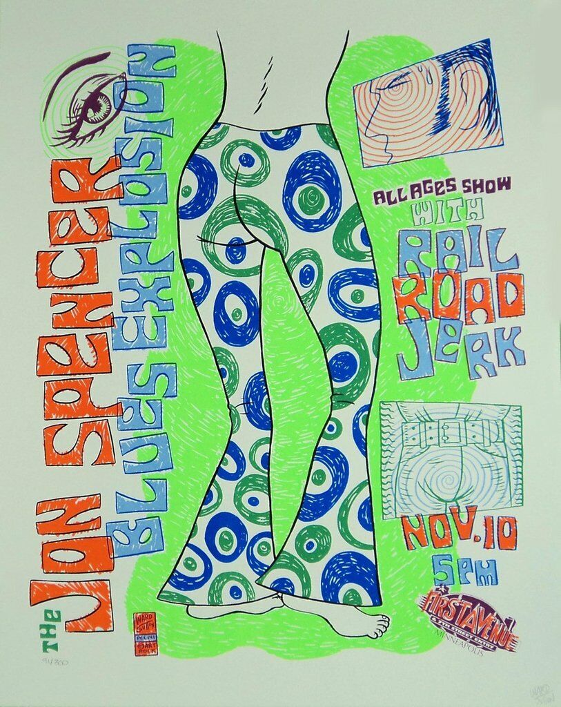 Ward Sutton - 1996 - Jon Spencer Blues Explosion Concert Poster @ First Avenue