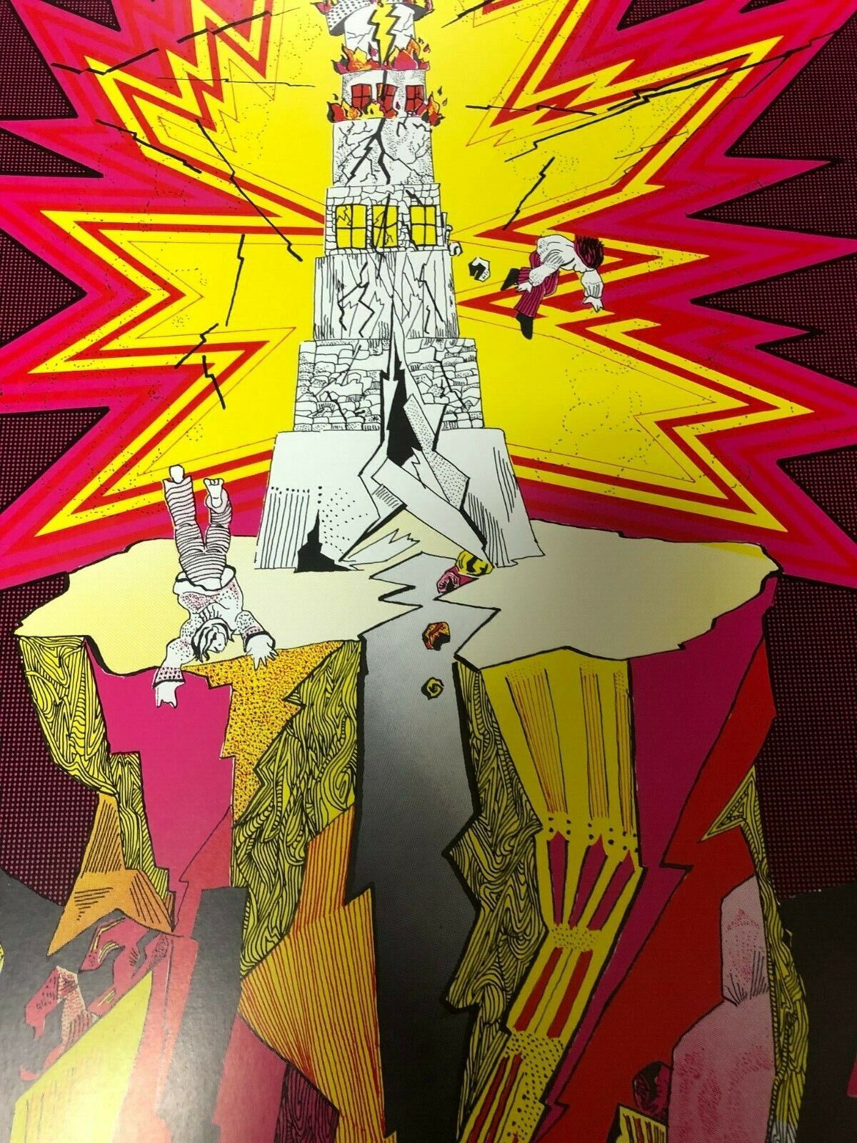 "The Lightning" Vintage Tarot Card Poster Print 1967 Musik Black Light RARE