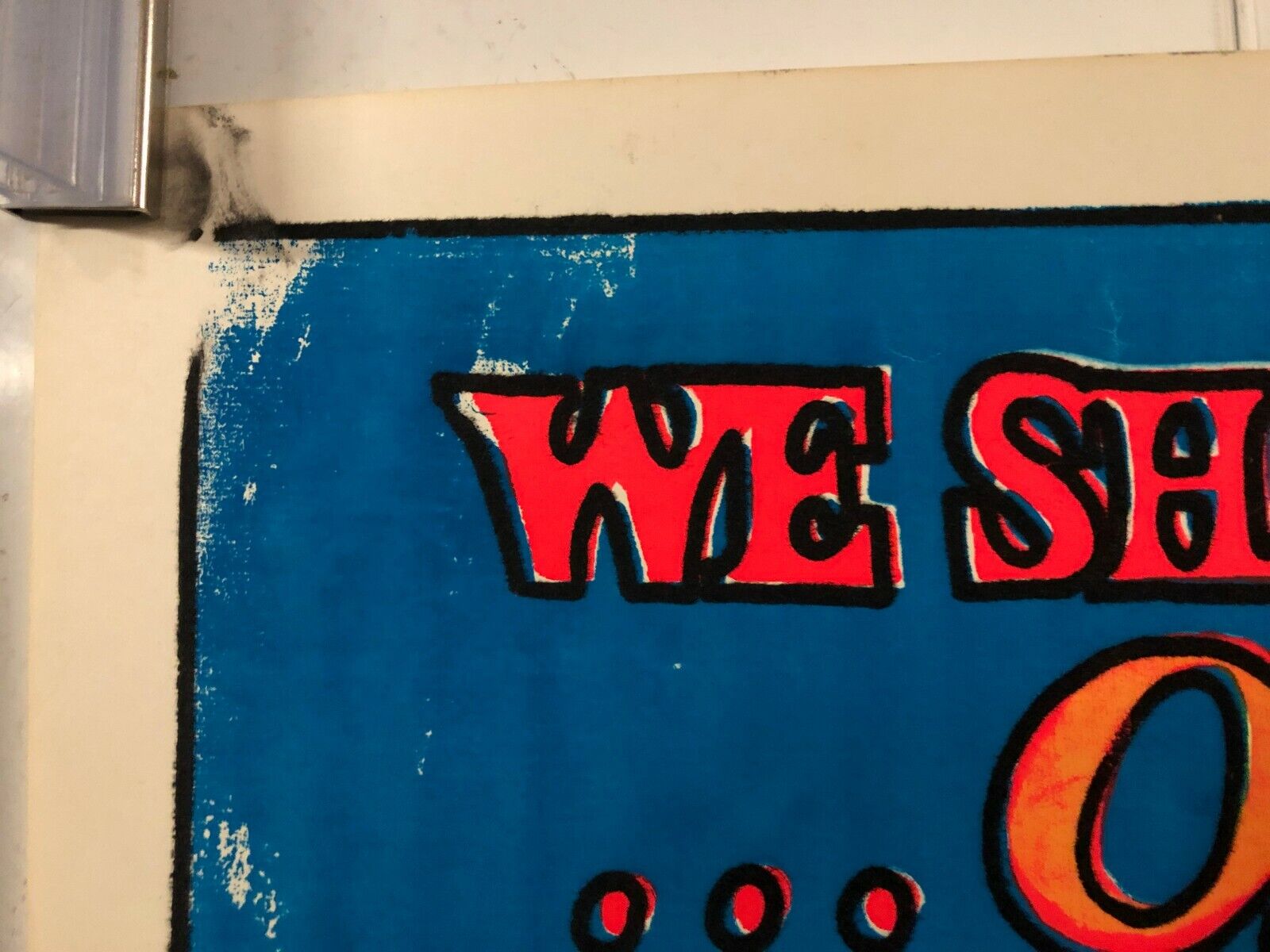 "We Shall Overcome... Or Else!" Vintage Blacklight Poster 1973 Black Panthers