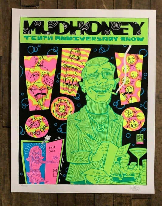 Ward Sutton - 1997 - Mudhoney Concert Poster Tenth Anniversary Show