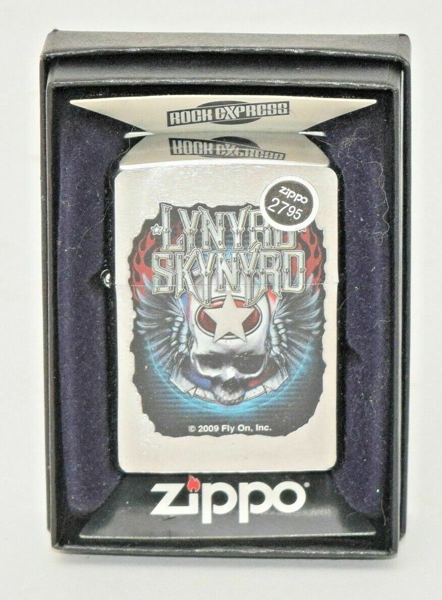 Zippo 28023 Lynyrd Skynyrd Brushed Chrome rock band rockstar skull wings NEW