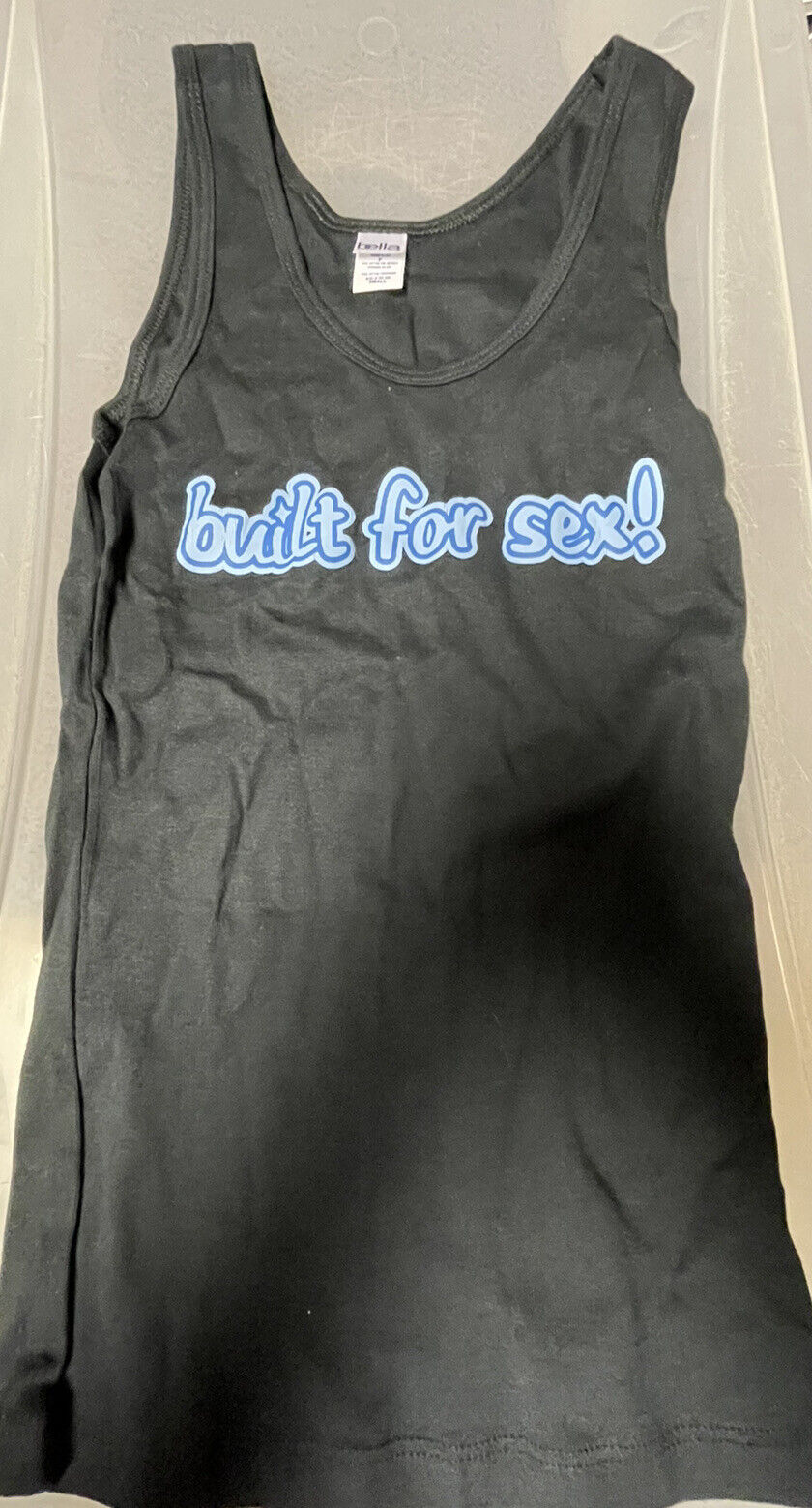 Vintage Woman’s Tank Top - Black Blue Built For Sex! Bella Size S Funny Joke