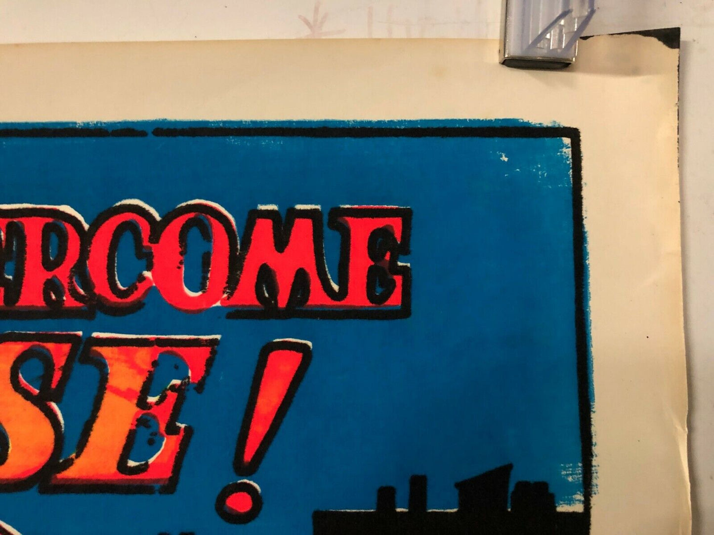 "We Shall Overcome... Or Else!" Vintage Blacklight Poster 1973 Black Panthers