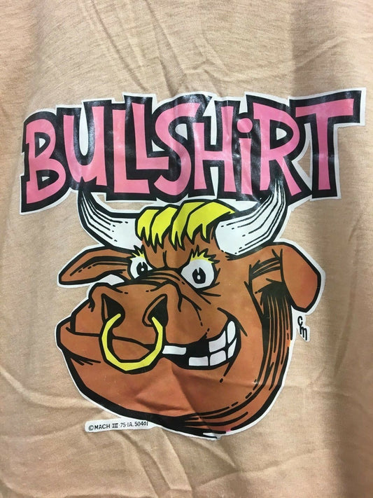 BULL SHIRT VINTAGE PUN T-SHIRT, TAN  BULL, NOSE RING,  SZ XL VINTAGE NOS