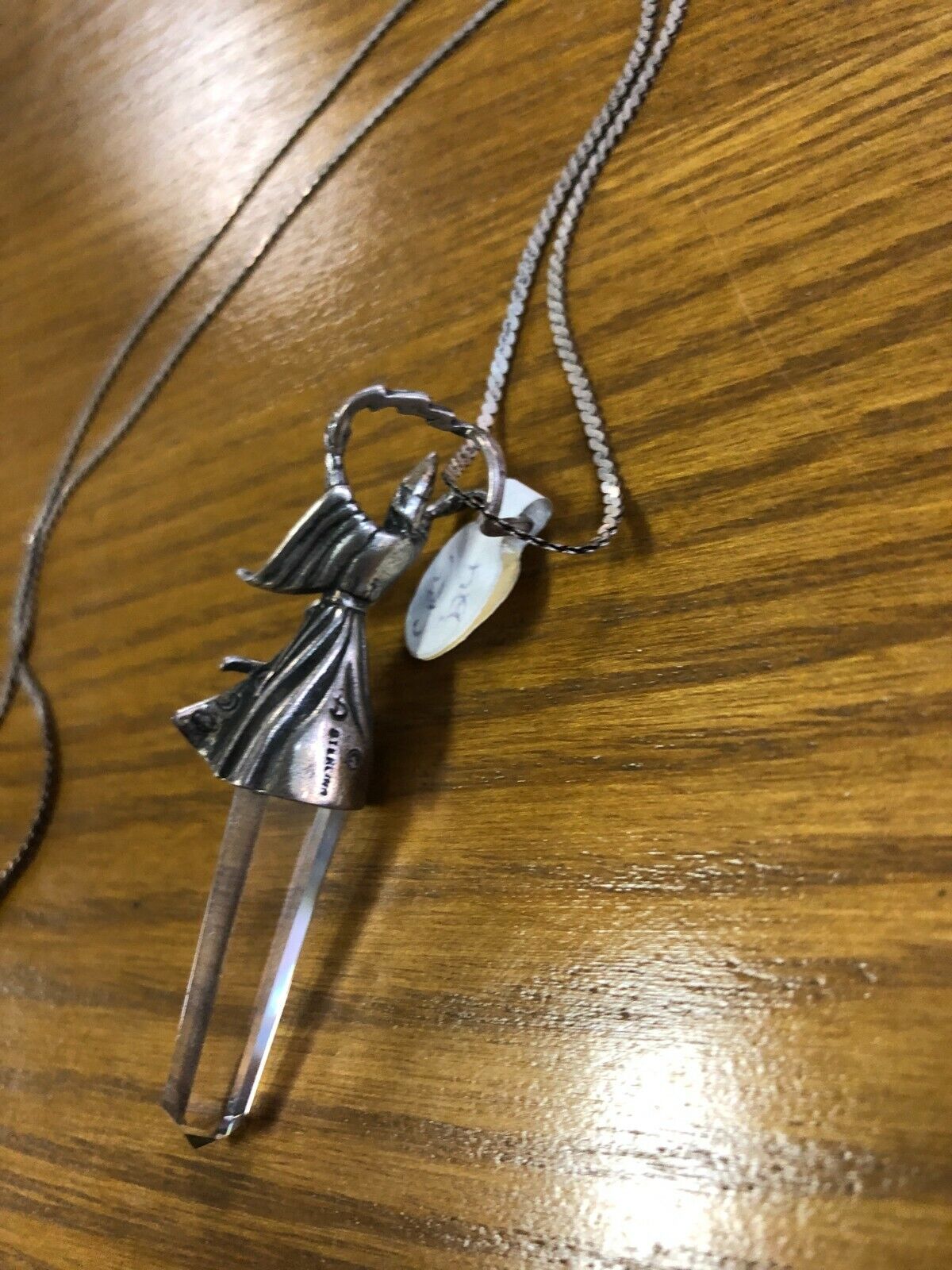 VINTAGE Wizard On Crystal Performing Spell Necklace Fantasy Mythical Legends