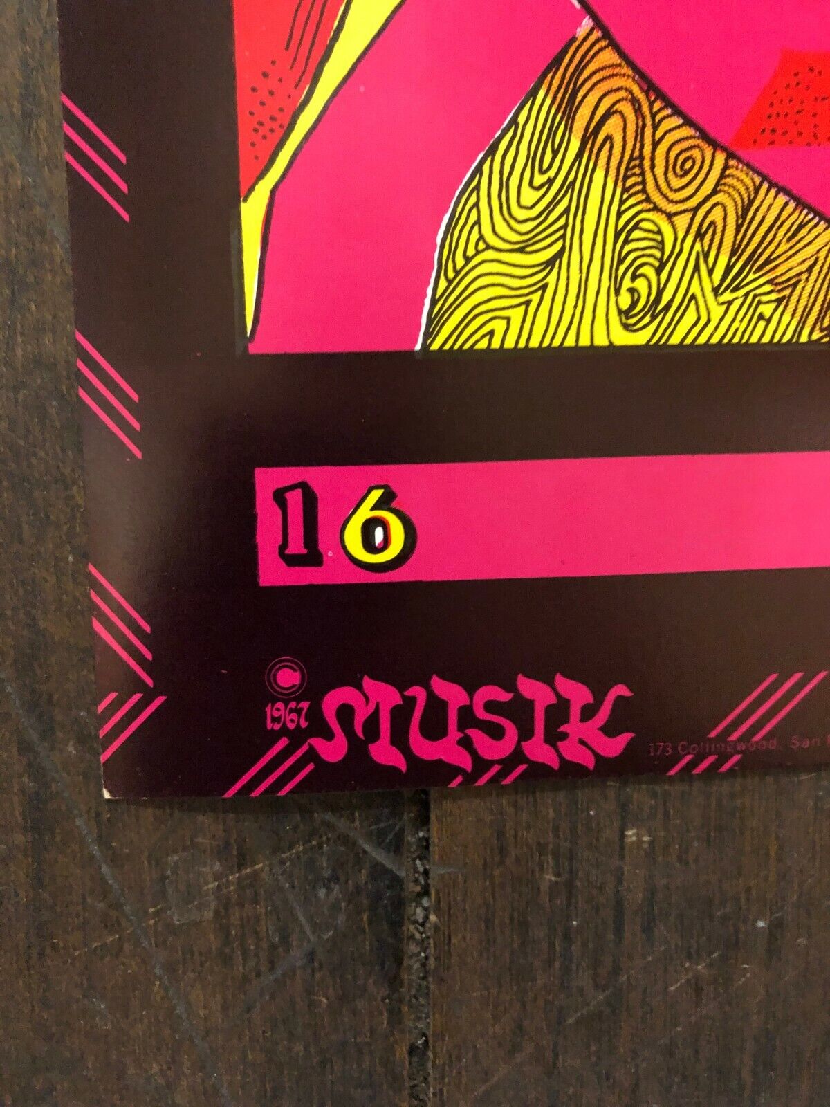 "The Lightning" Vintage Tarot Card Poster Print 1967 Musik Black Light RARE