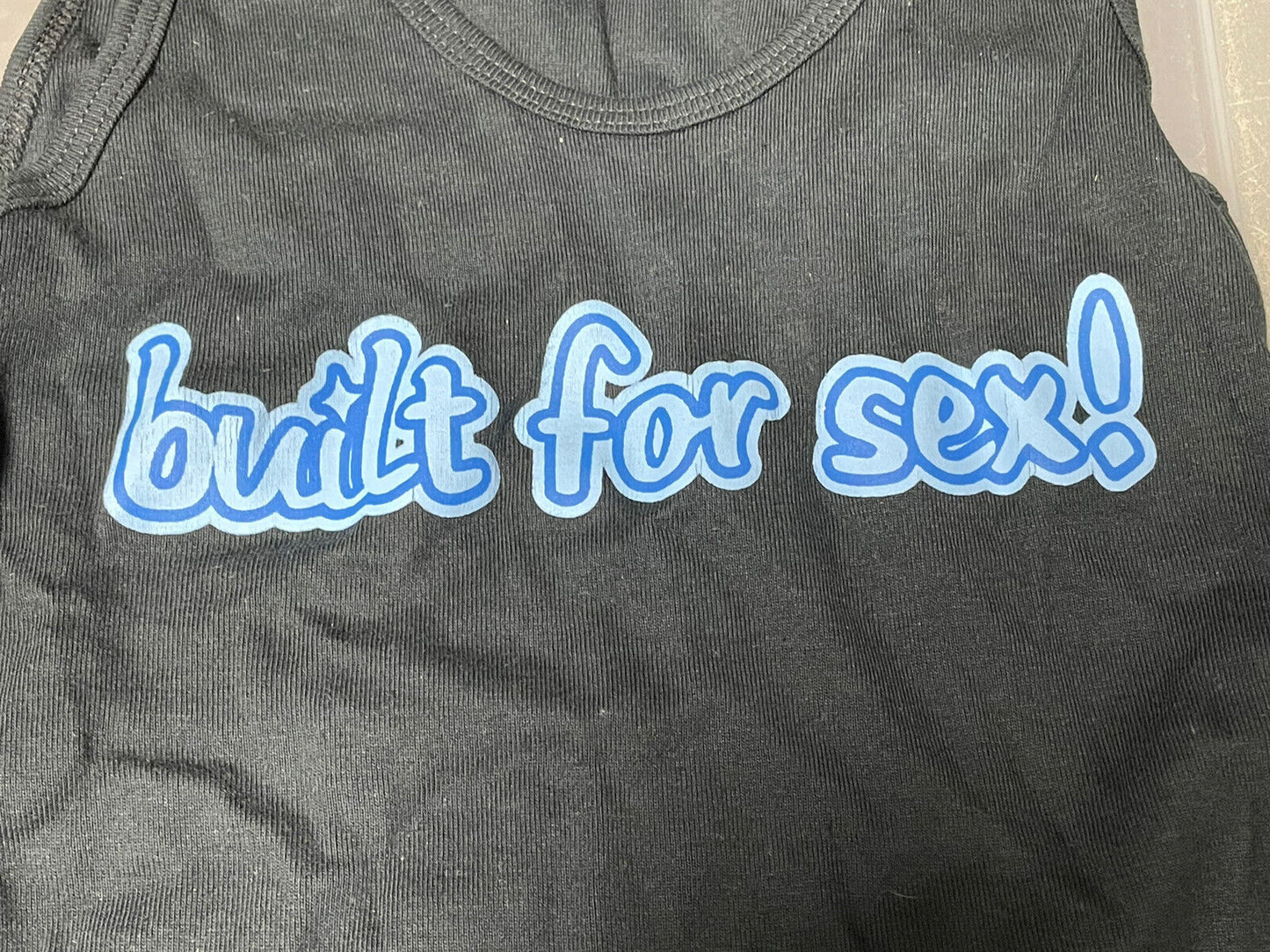 Vintage Woman’s Tank Top - Black Blue Built For Sex! Bella Size S Funny Joke