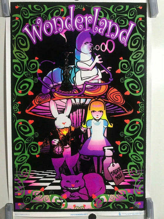 Wonderland II 1910 Blacklight Poster 23 x 35 NOS Alice Cheshire Cat Trippy