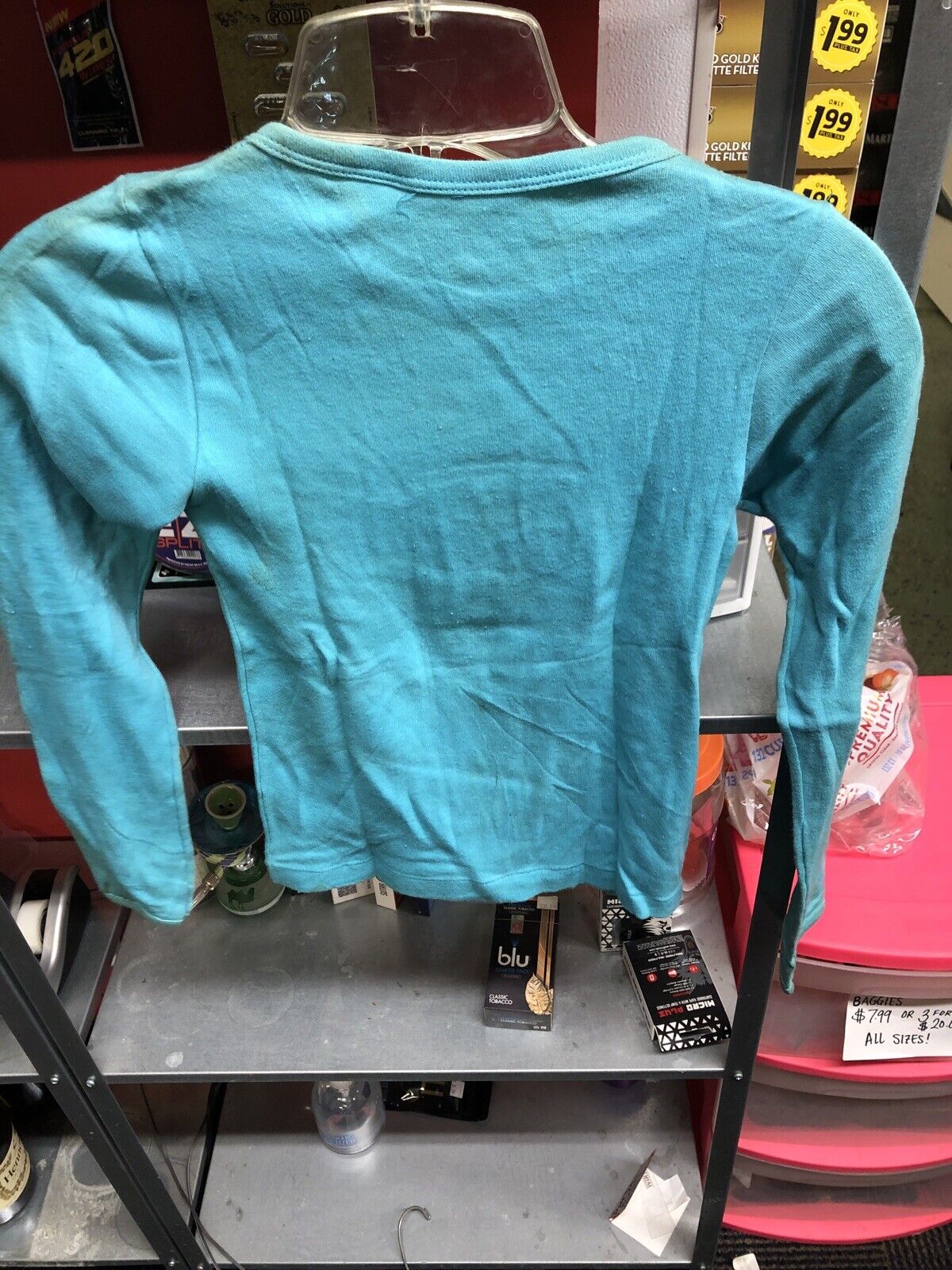 Vintage Youth T Shirt - Varoom 50’s Old School Line Sleeve Turquoise Size M