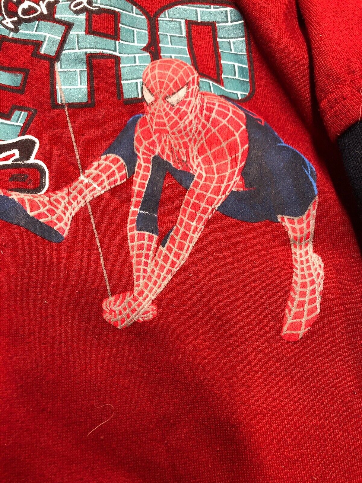 Vintage Youth T Shirt - Spider-Man 2 Did Someone Call For A Hero? Red Size 3T