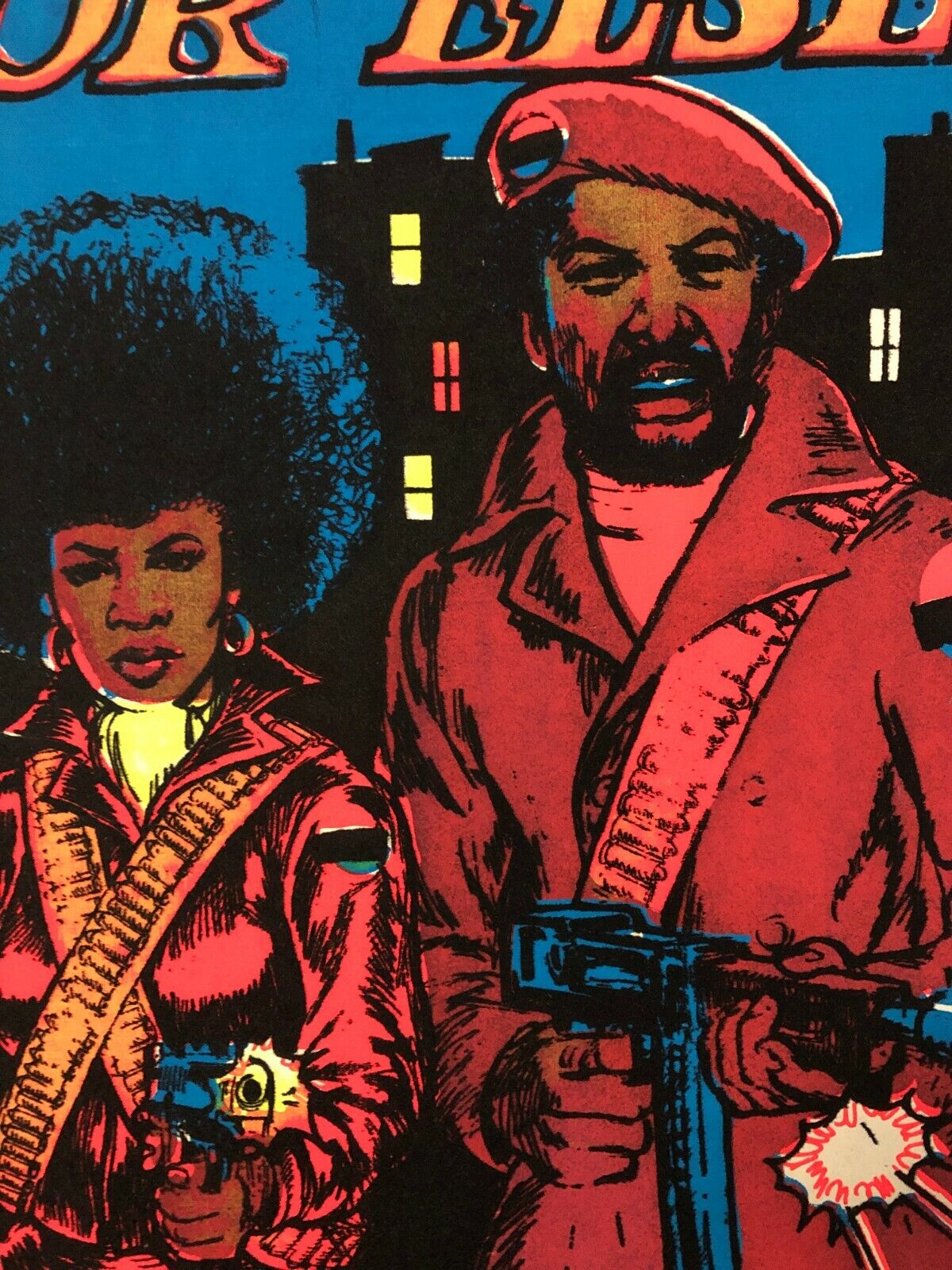 "We Shall Overcome... Or Else!" Vintage Blacklight Poster 1973 Black Panthers