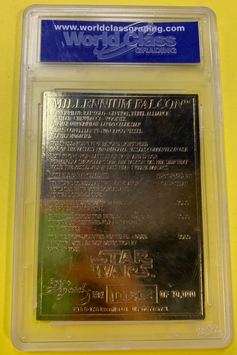 10 GEM MT GRADED 1995 Score Board 23 Karat Gold Star Wars Millennium Falcon