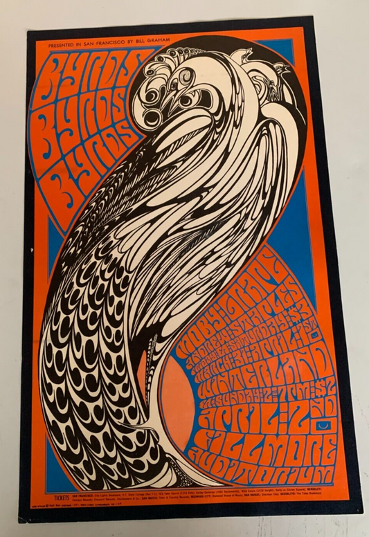 Wes Wilson - 1967 - The Byrds/Moby Grape Concert Poster OP 1st Edition Graham