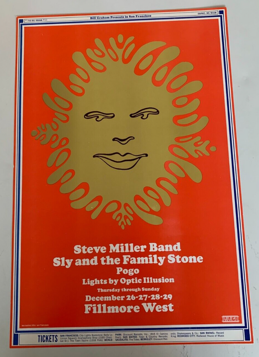 Wes Wilson - 1968 - Steve Miller Band/Sly & The Family Stone Concert Poster 1st