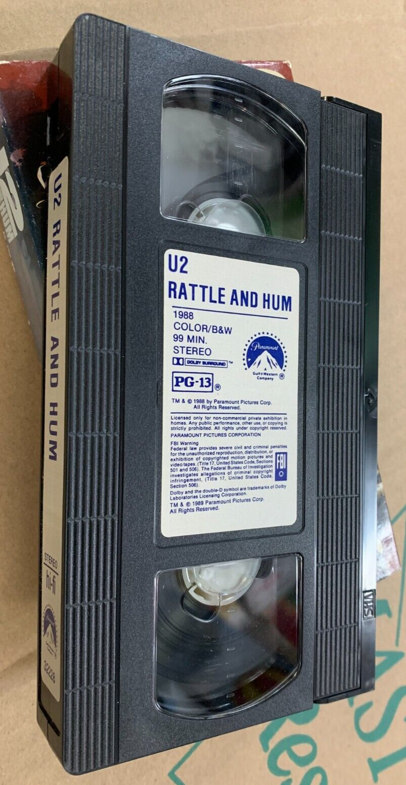 VINTAGE VHS TAPE 1988 U2 Rattle And Hum Paramount Pictures New Wave Bono Edge