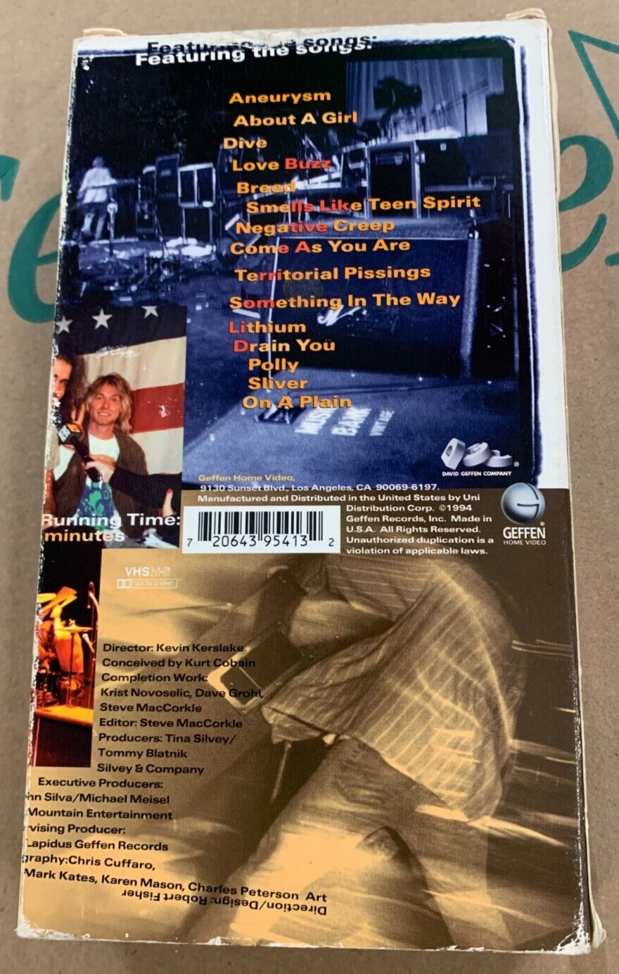 VINTAGE VHS TAPE Nirvana Live! Tonight! Sold Out!! Geffen Home Video 1994 Kurt