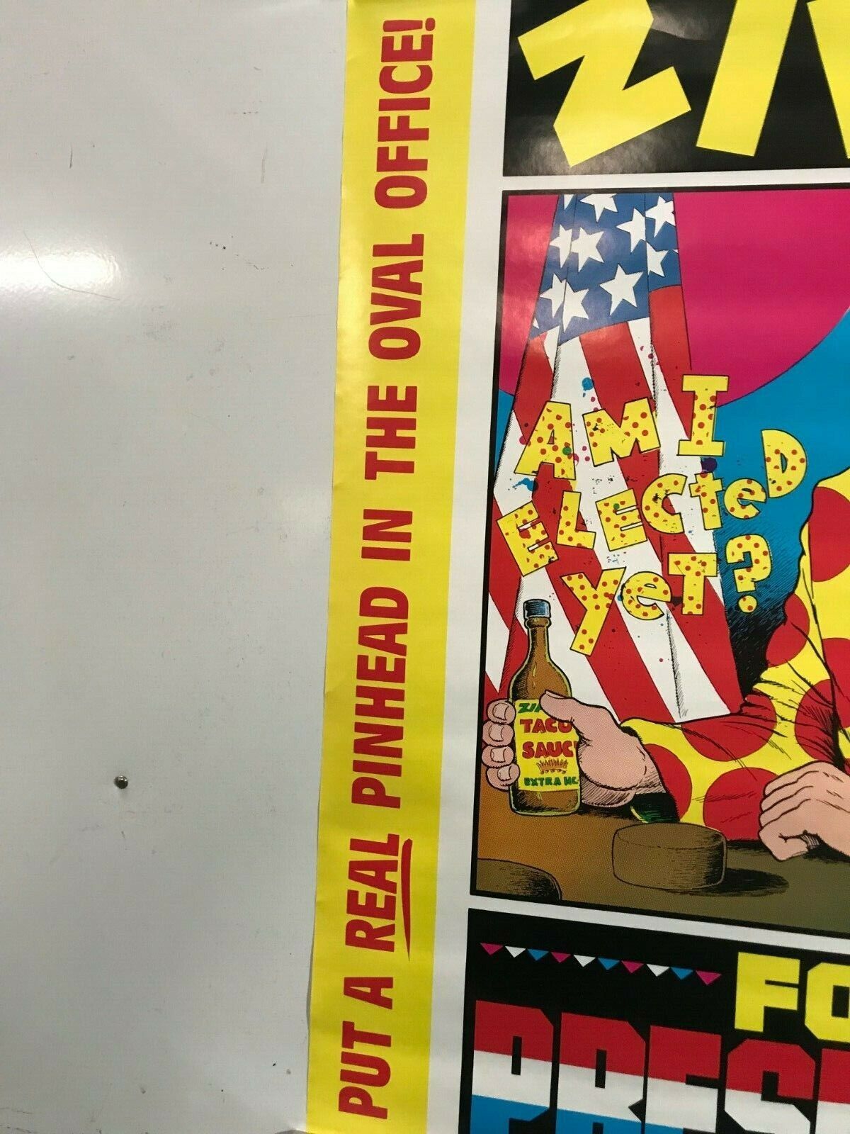 Zippy For President Poster 16 1/2 x 22 70's Pop Culture Pinhead Bill Griffith