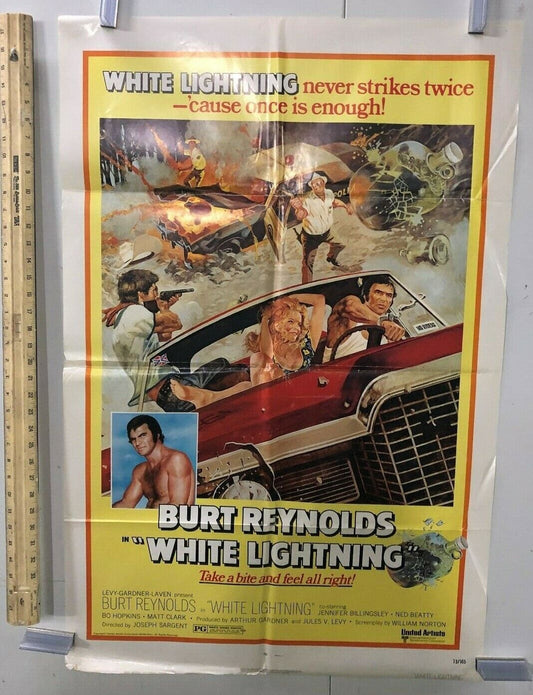 White Lightning United Artists 1973 Folded Fine/Very Fine. 27x41 Burt Reynolds