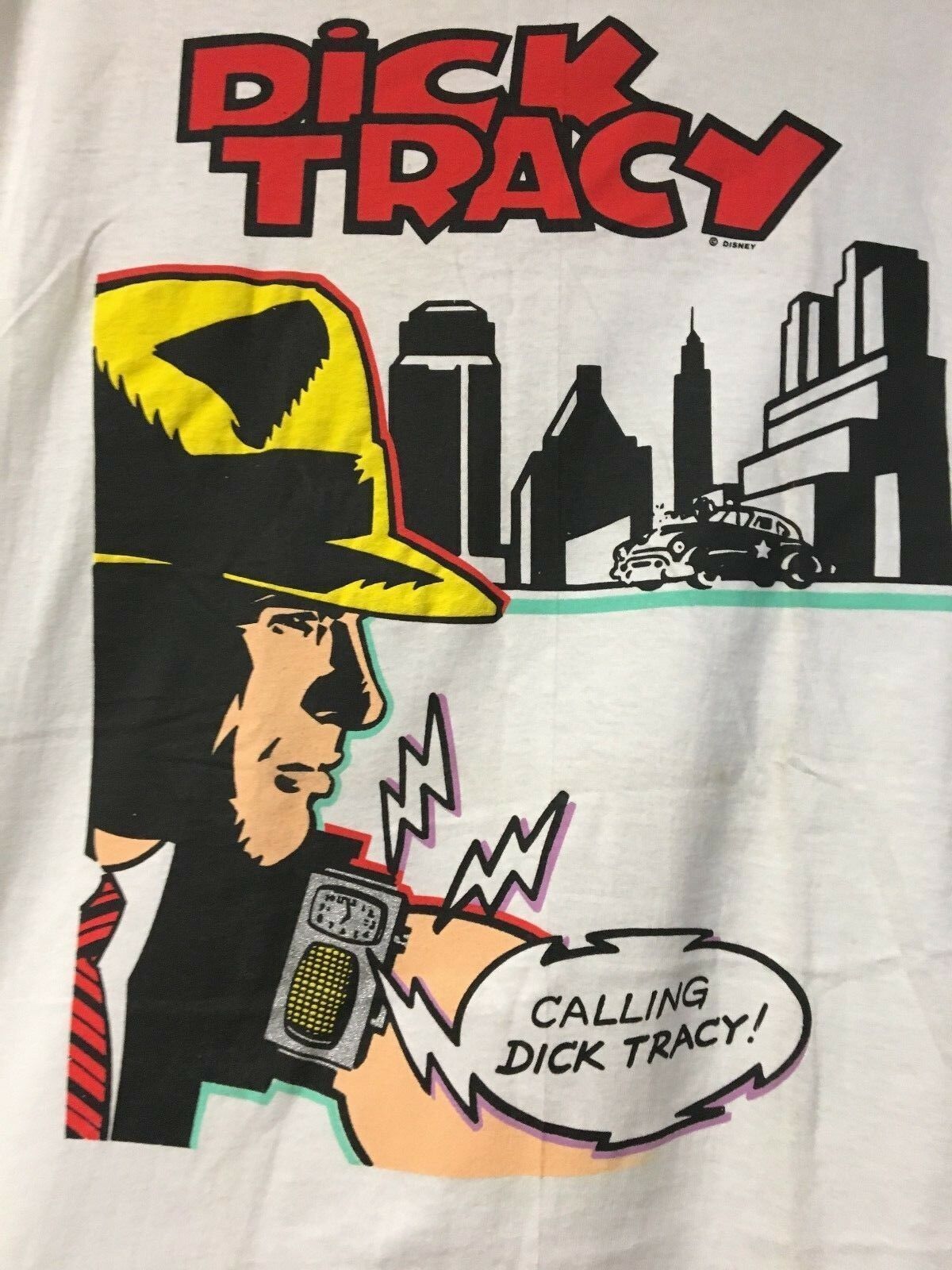T-SHIRT DICK TRACY COMIC BOOK SHIRT CALLING DICK WHITE XL VILLAGE MEWS BRAND