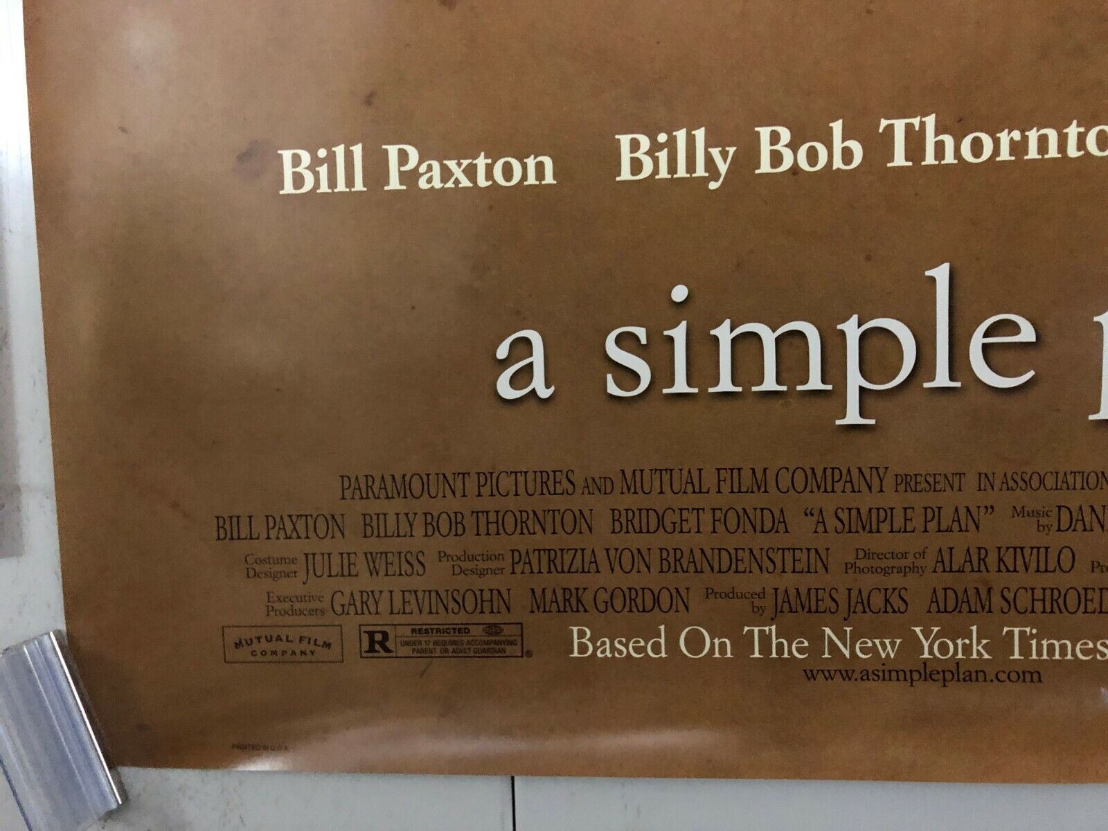 "A Simple Plan" Original Movie Promo Poster One Sheet 27x40 Billy Bob Thornton
