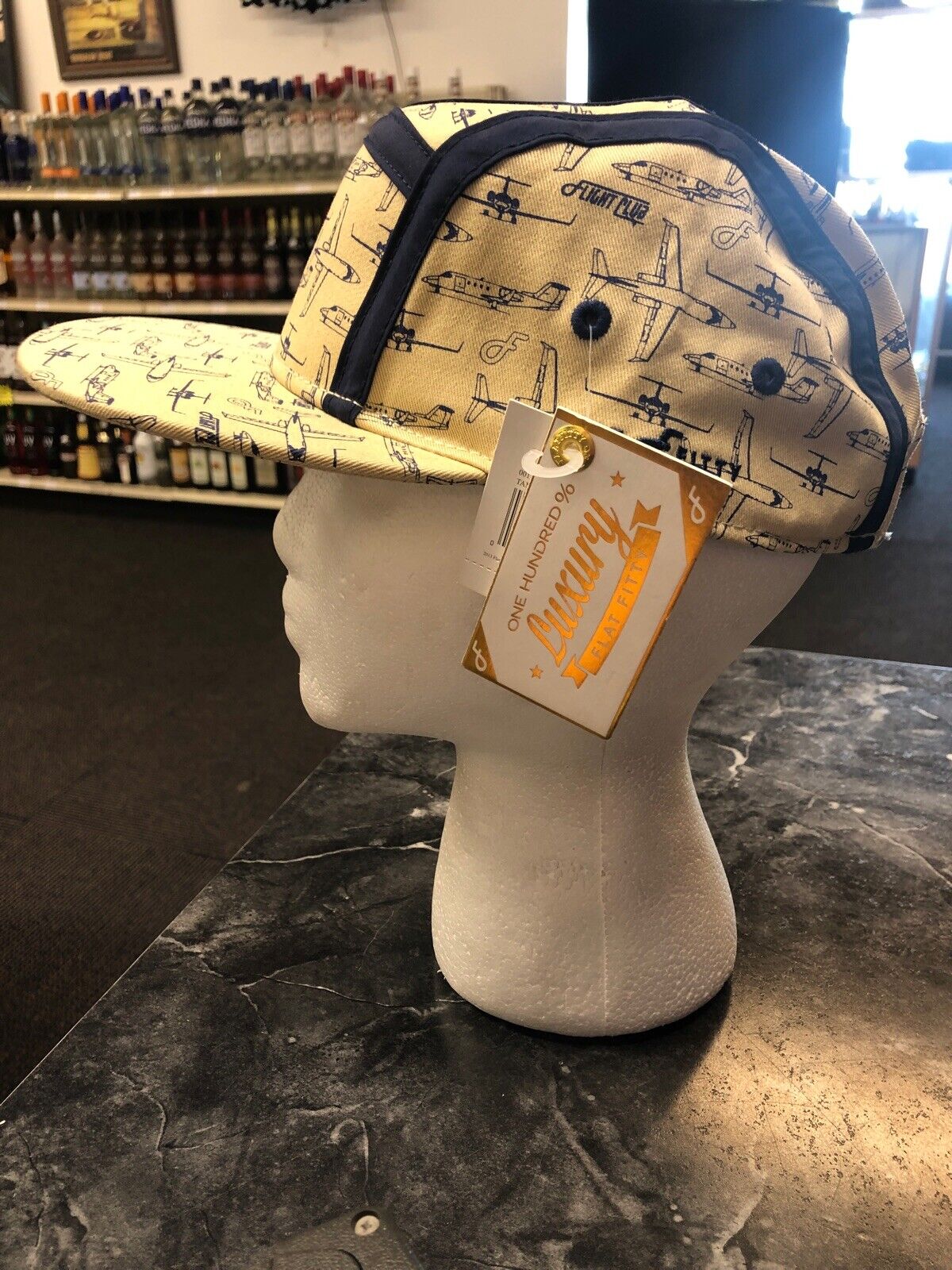 Vintage White And Blue Airplane Flat Fitty Strap Hat Luxury