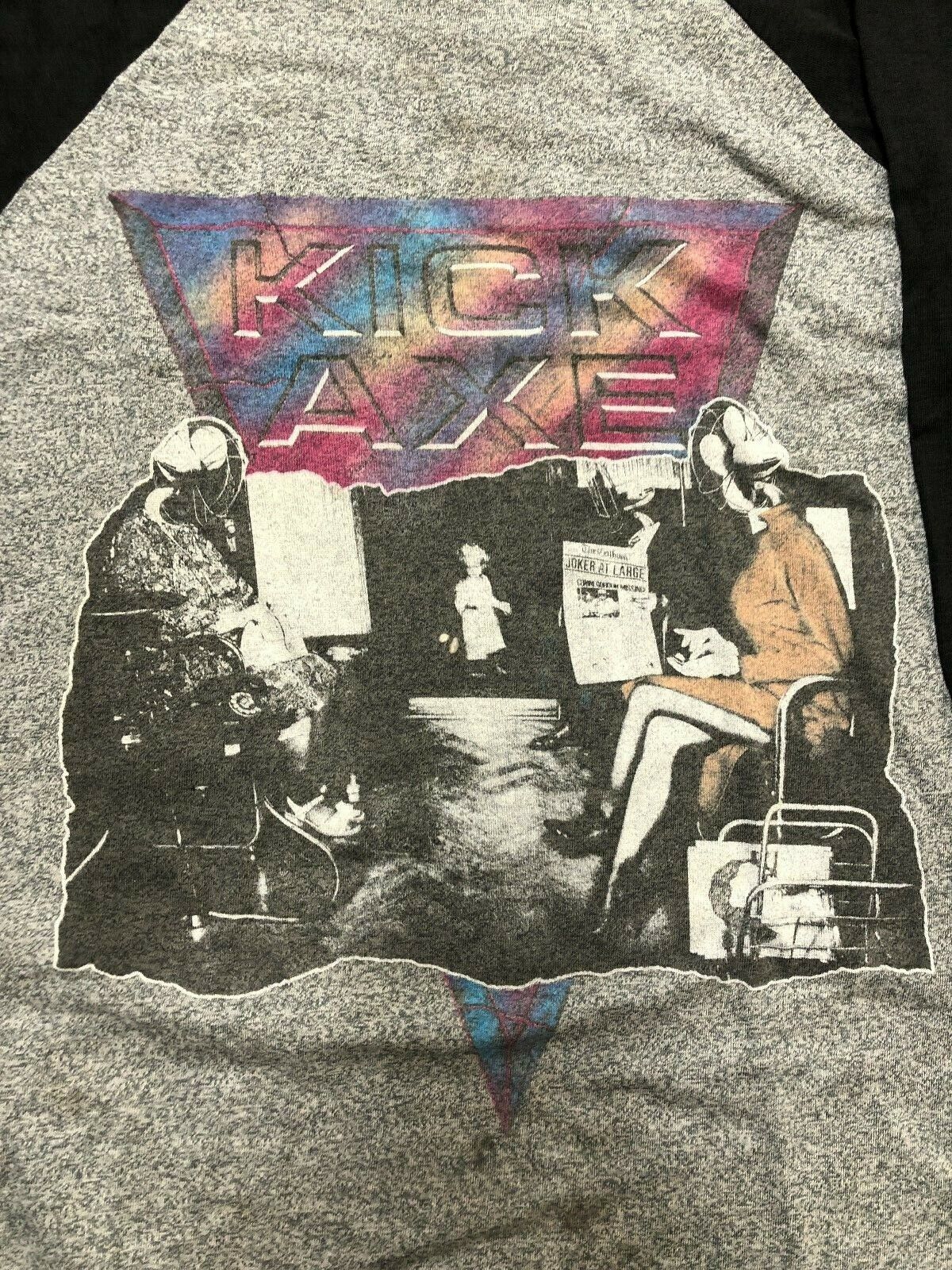 Vintage T Shirt - Kick Axe Joker at Large 1986 Rare XL Signal Baseball Style