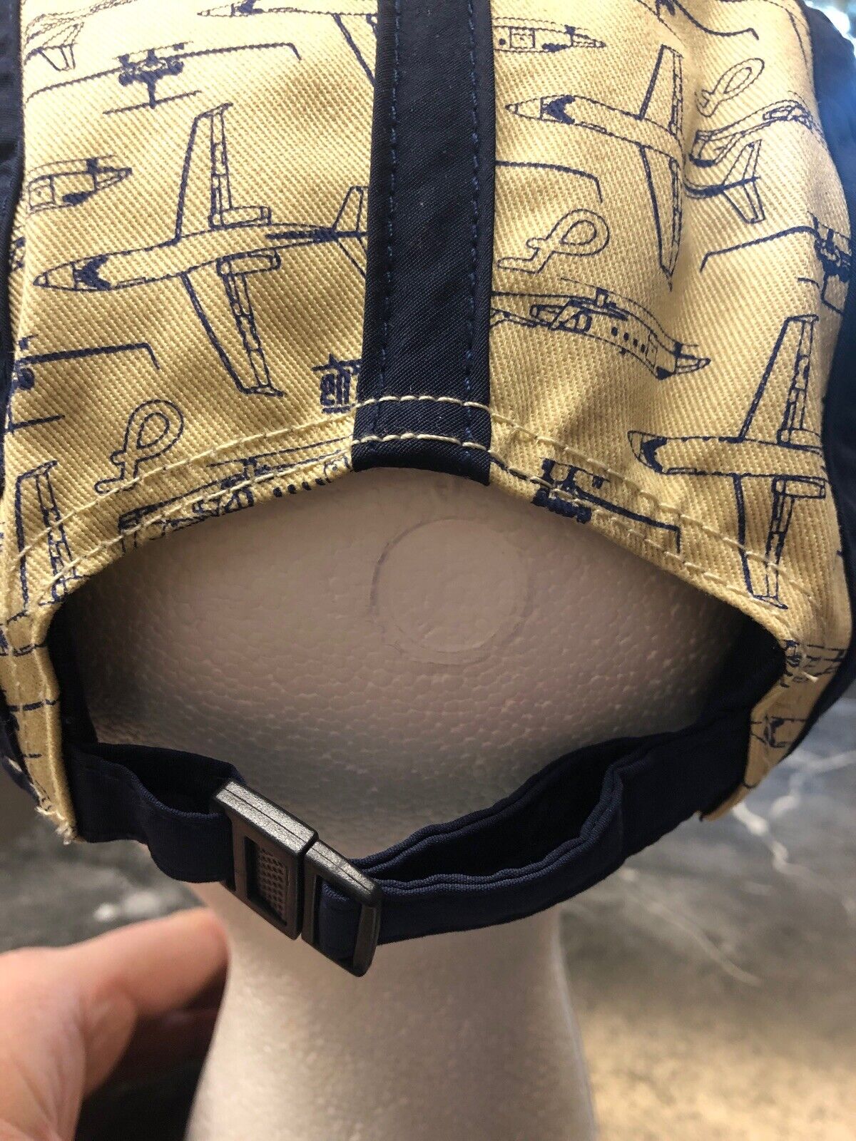 Vintage White And Blue Airplane Flat Fitty Strap Hat Luxury