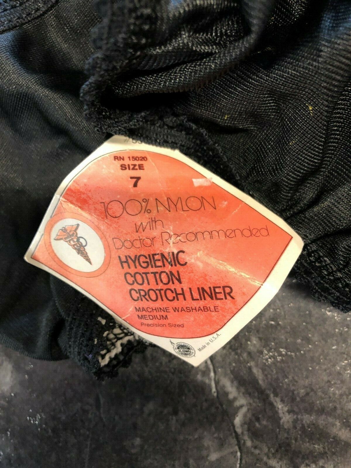 Vtg Black String Bikini Panties Sz 7 Slippery When Wet NOS Yellow Triangle Nylon