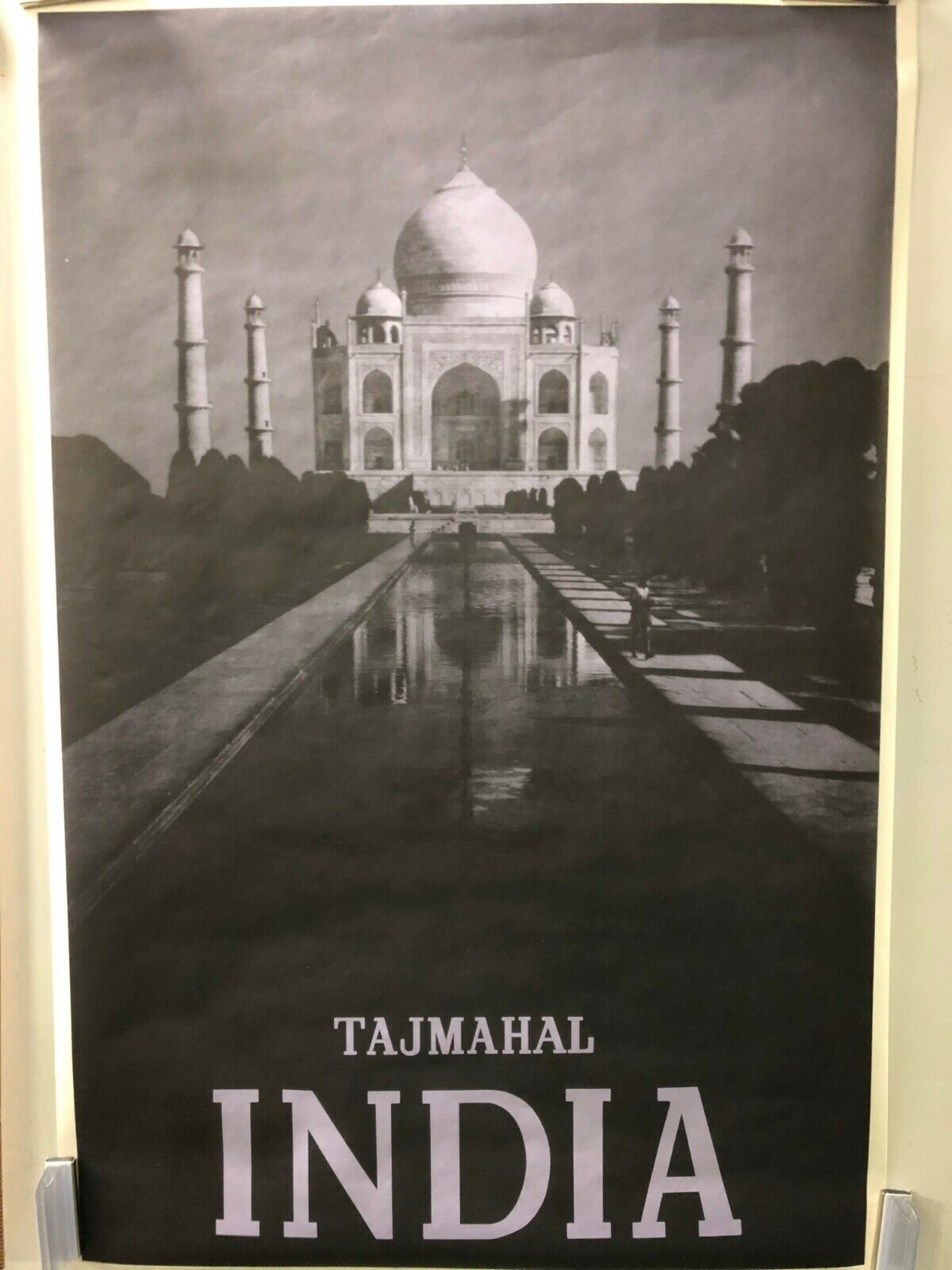 VINTAGE TRAVEL POSTER India Tajmahal 1958 Original Black And White Asia