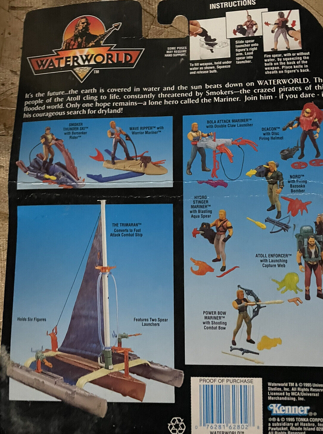 vintage Waterworld Hydro Stinger Mariner Kevin Costner Action Figure Kenner Rare