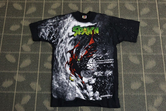 1997 Spawn Black All Over Print T-Shirt Sz XL McFarlane Image Comics NOS