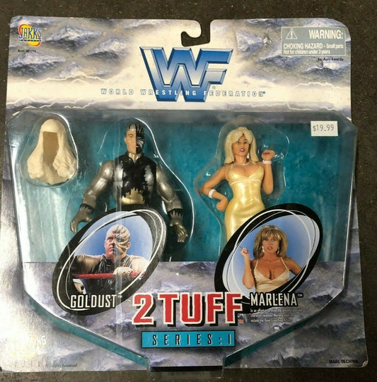 VINTAGE TOY WWF 2 Tuff Series 1 Goldust And Marleena Bone Crunching Action Jakks