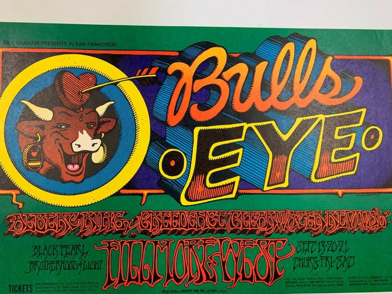 Bill Graham - Albert King W/ Creedence Clearwater Revival Bulls Eye Rick Griffin