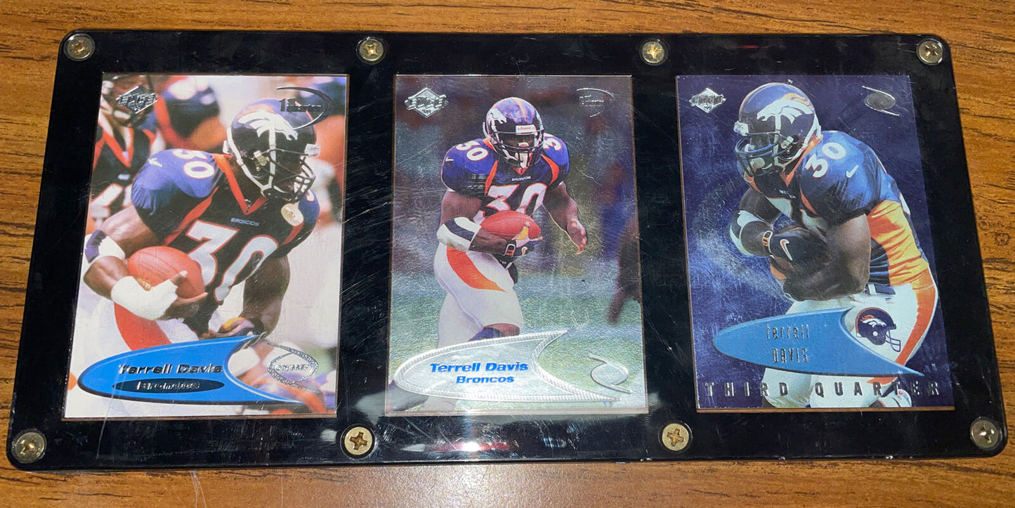 DENVER BRONCOS 3 CARD PLAQUE terrell davis 1999 1998 running back RARE 3 PIECE 