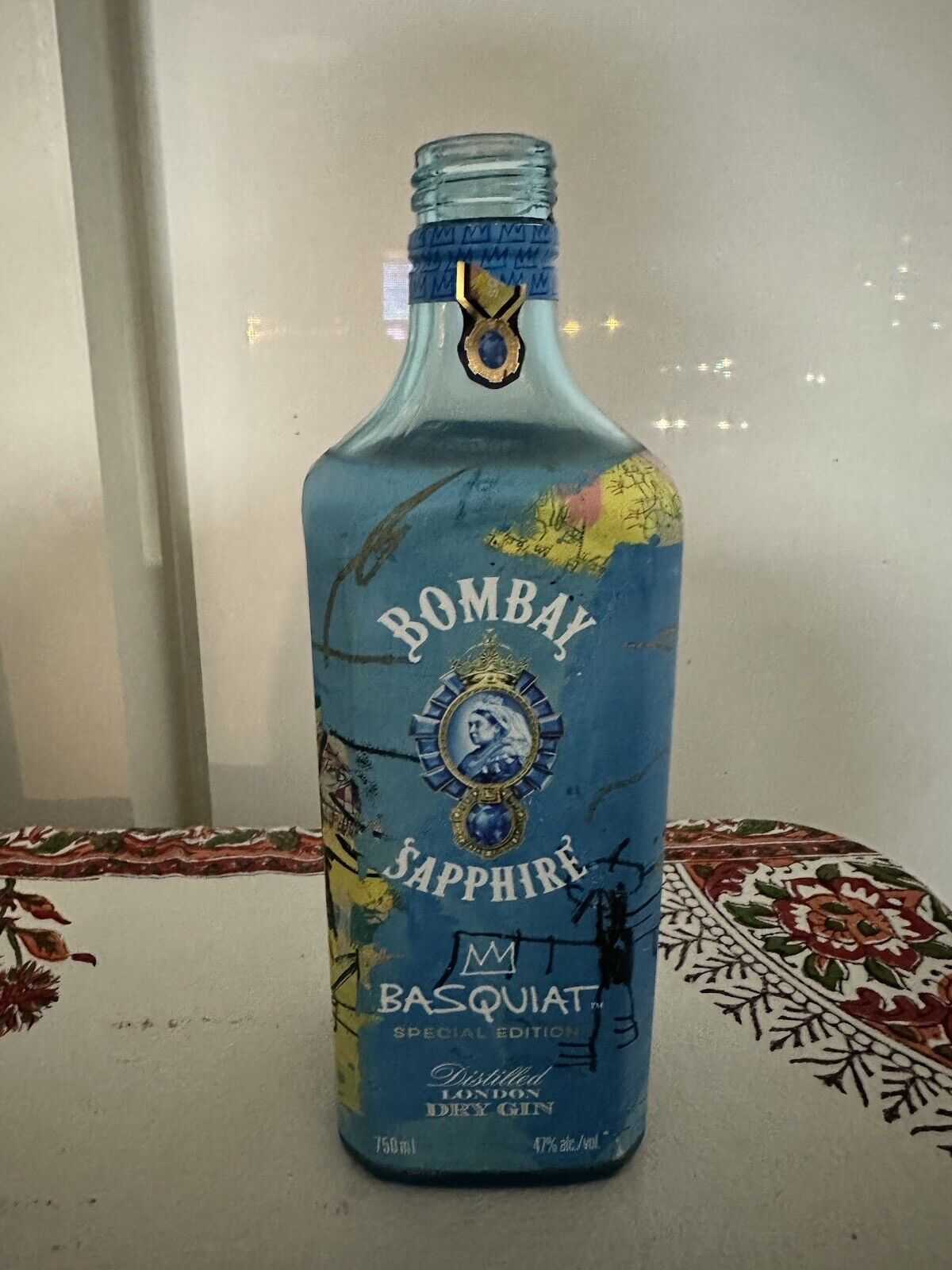 Bombay Sapphire Gin X Jean-Michael Basquiat Limited Edition empty bottle