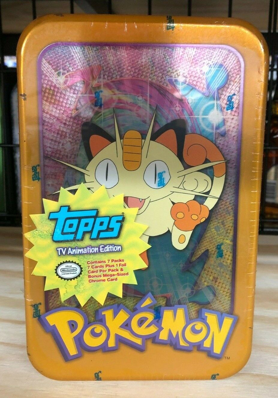 1999 Topps Pokemon TCG TV Animation Series 1 Meowth Sealed Tin Legendary 