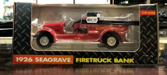 ERTL #5710 John Deere 1926 Seagrave Firetruck Diecast Locking Coin Bank 