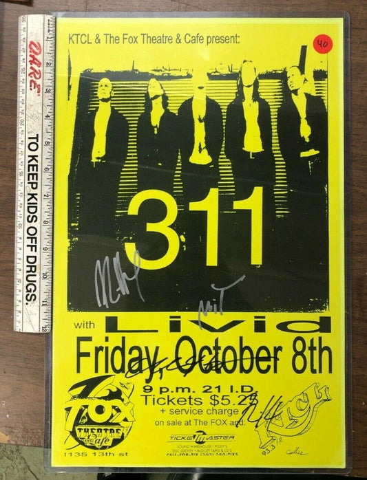 Autographed Music Poster 311 W/ Livid Signed By Band And Artist @ FOX Theater