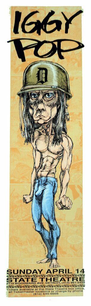 Derek Hess - Iggy Pop Poster 1996 @ State Theatre, Detroit MI