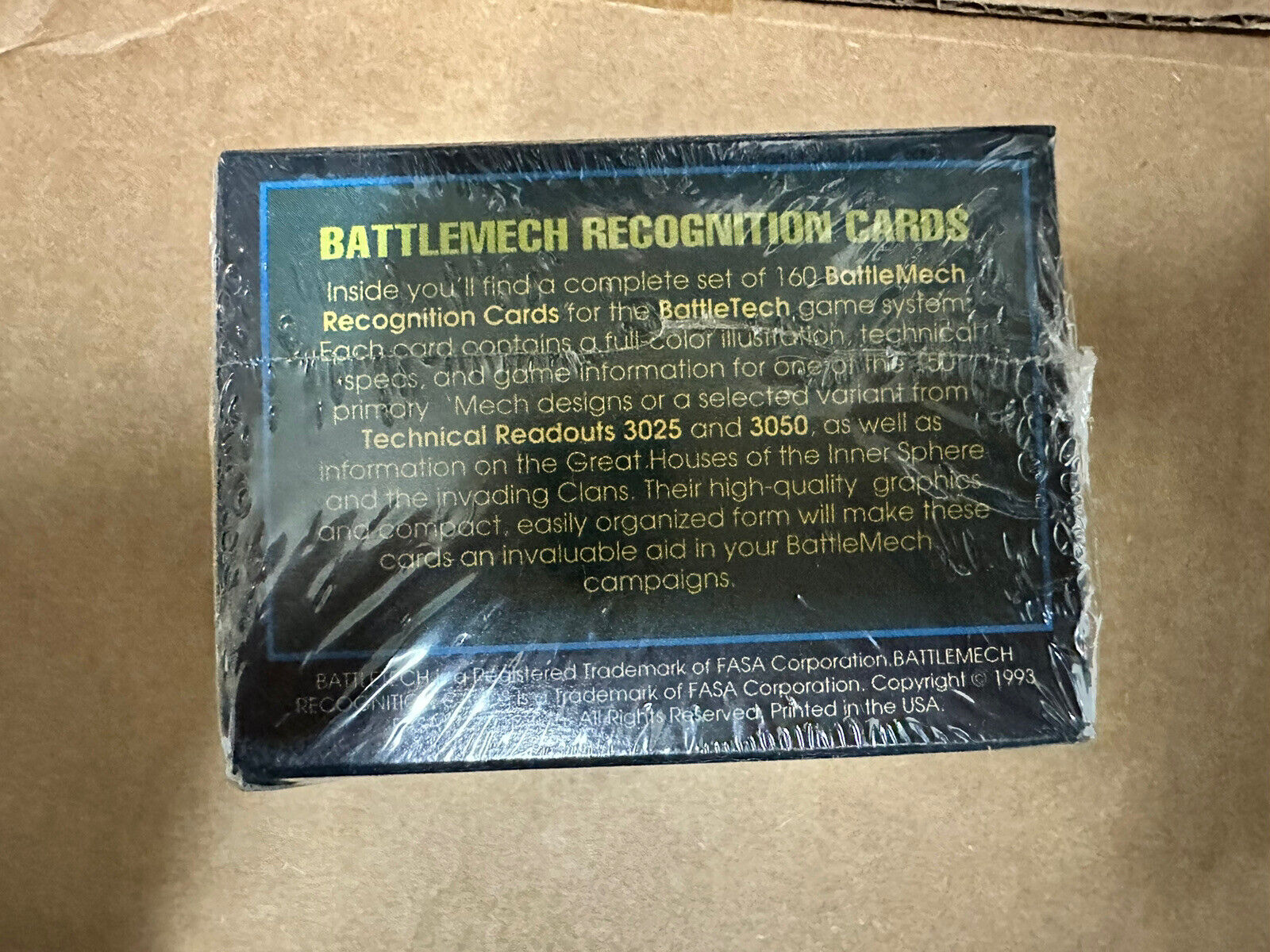 Battletech Battlemech Recognition Card 1993 FASA Mechwarrior Set 1675 SEALED SET