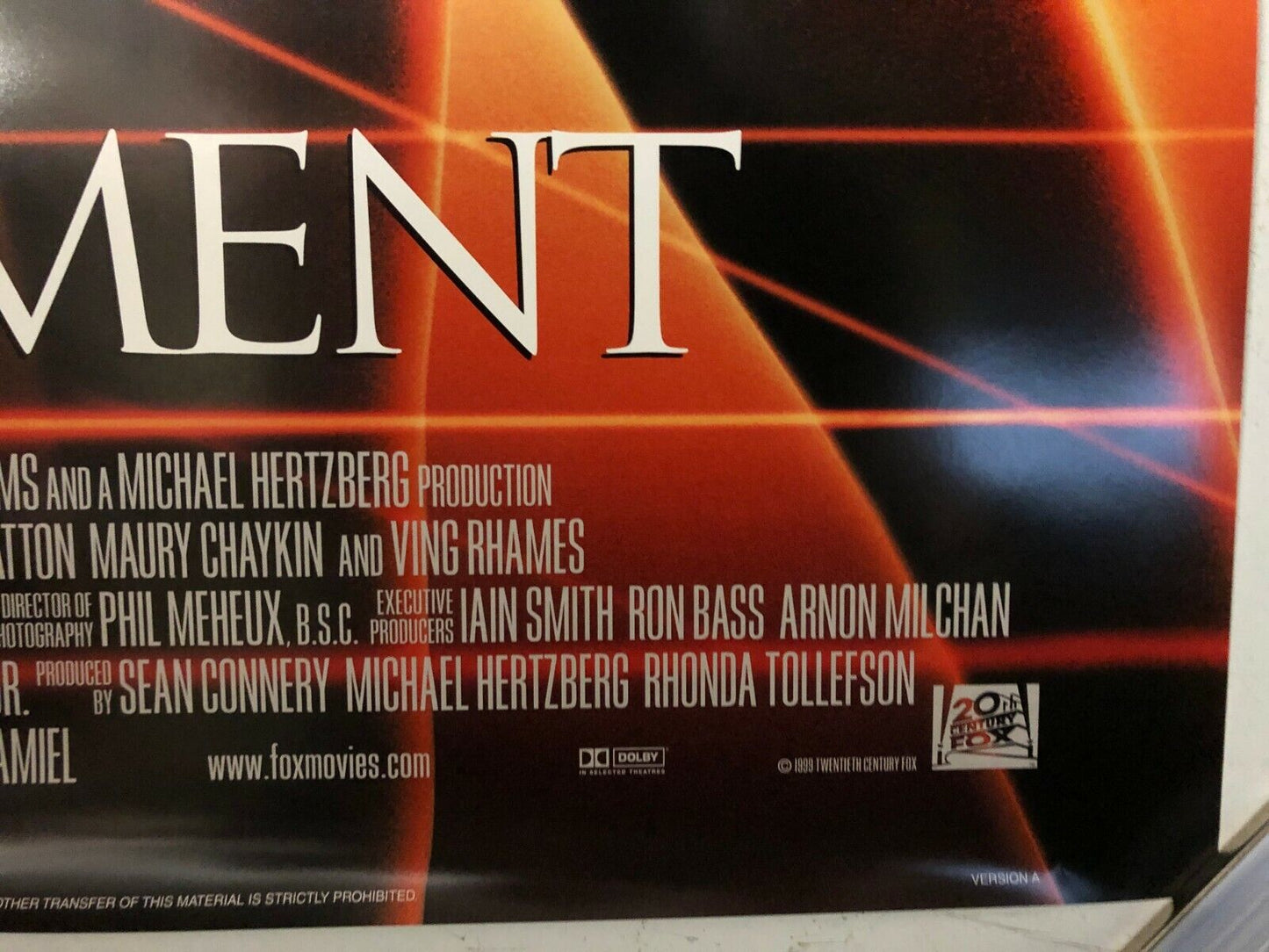 Entrapment Original Movie Promo Poster One Sheet 27x40 Single Sided Sean Connery