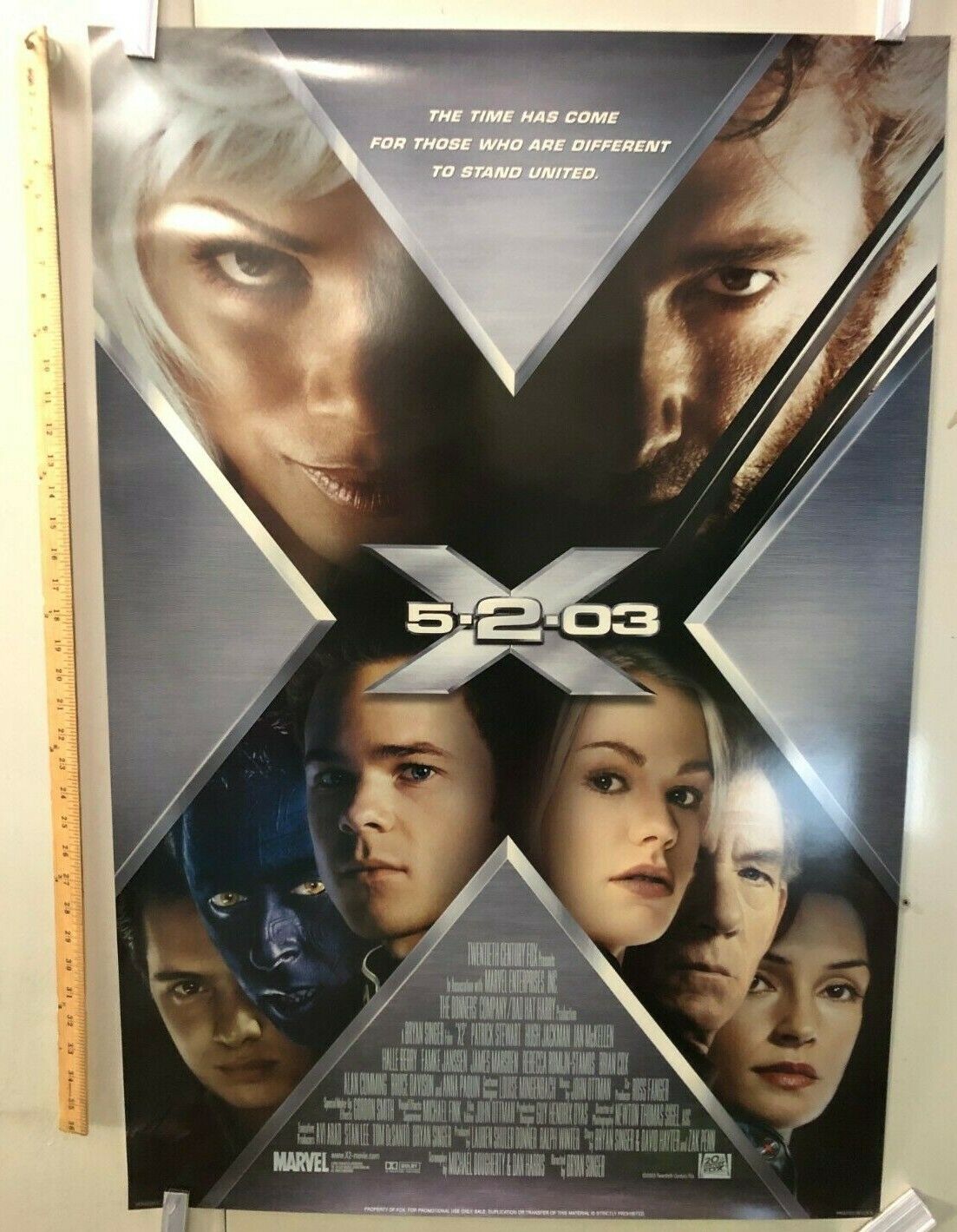 X Men 2 Original Movie Theater Promo Poster Hugh Jackman Wolverine Marvel 2003