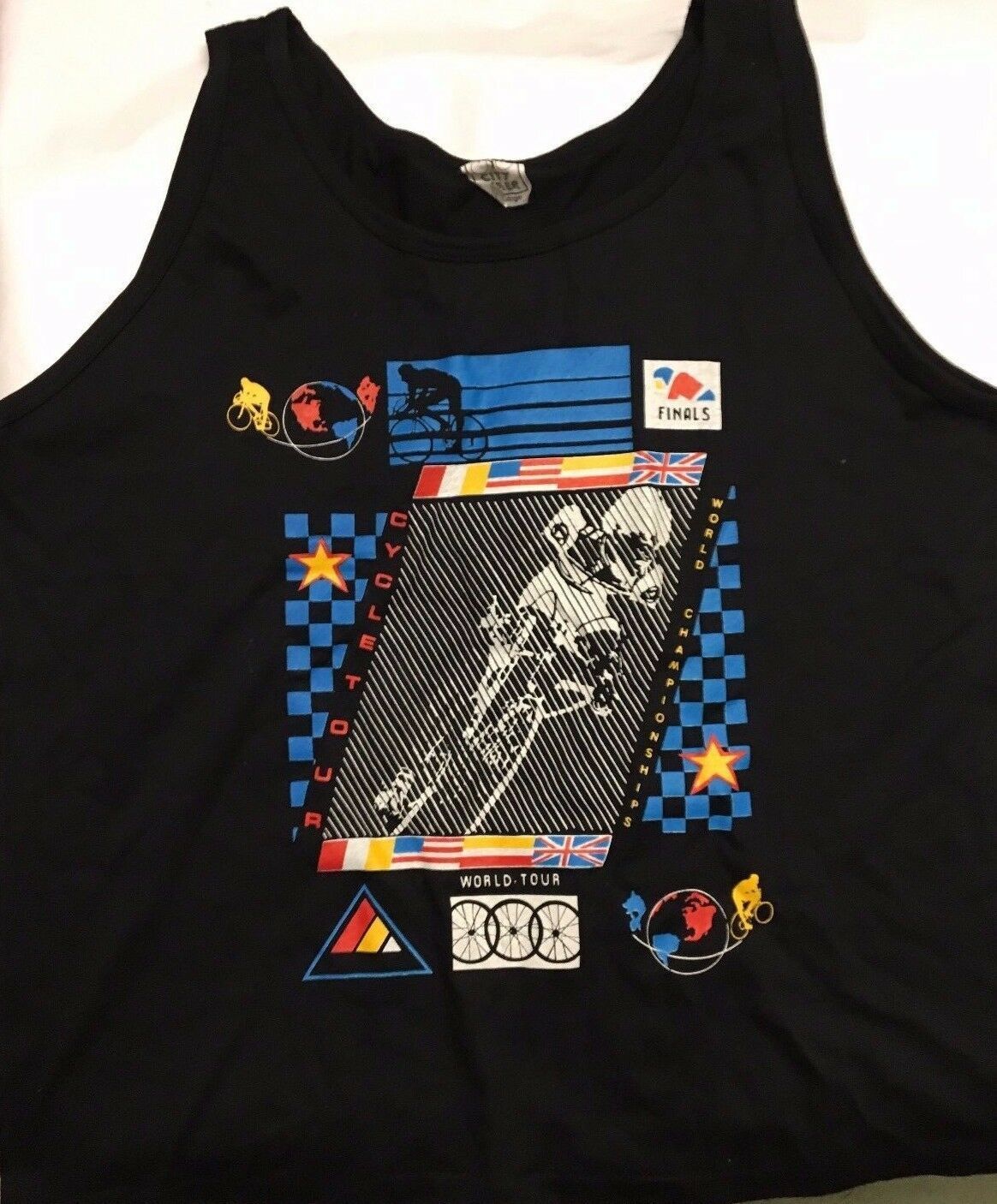 CITY BIKERS BLACK BIKING TANK TOP VINTAGE NOS SIZE XL 1980'S 