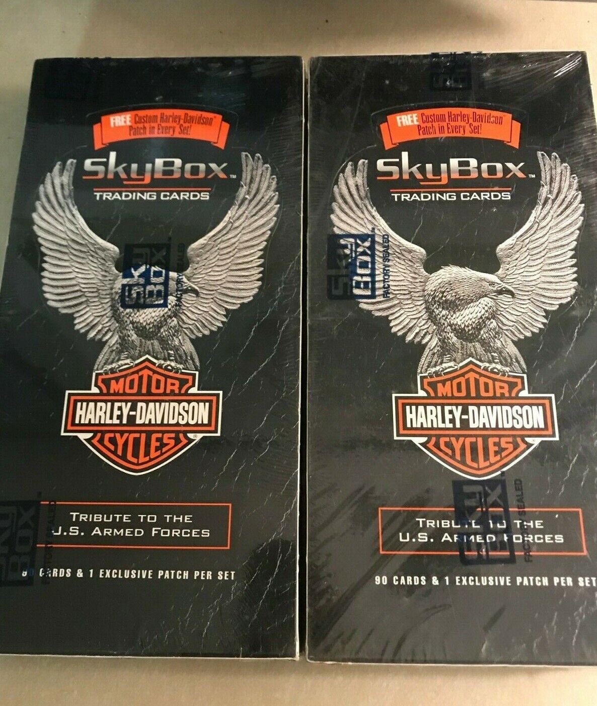 2 BOX LOT - 1994 Skybox Harley Davidson Set US Armed Forces Patch Exclusive