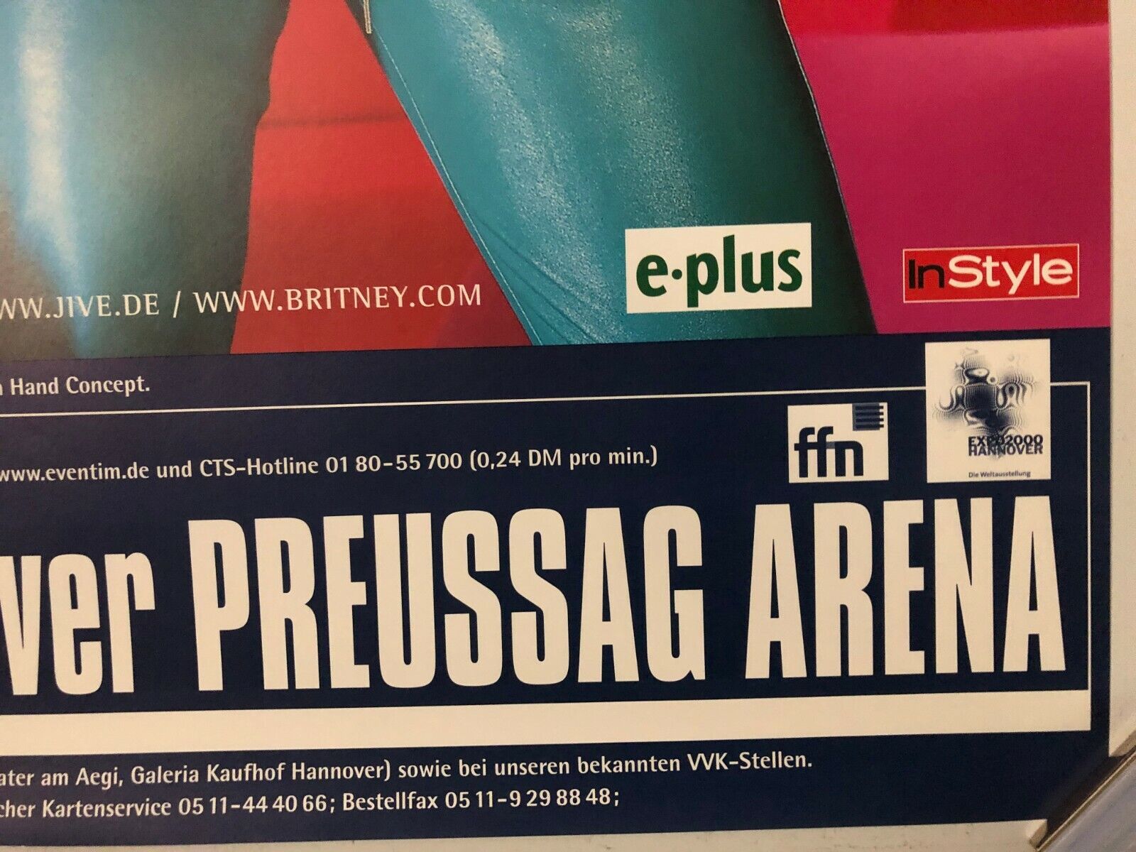 Britney Spears Live In Concert 2000 Tour Poster In Hannover @ Preussag Arena