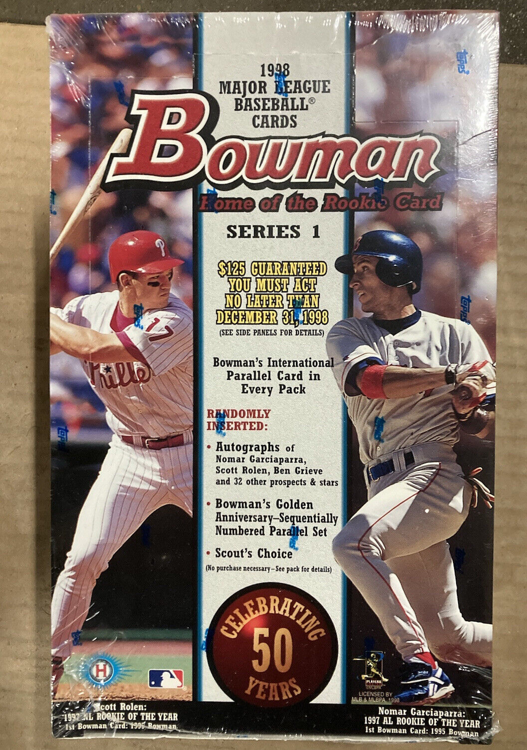 1998 Bowman Series 1 Baseball Box -24 PACKS Mike Cuddyer Scout's Choice rare 