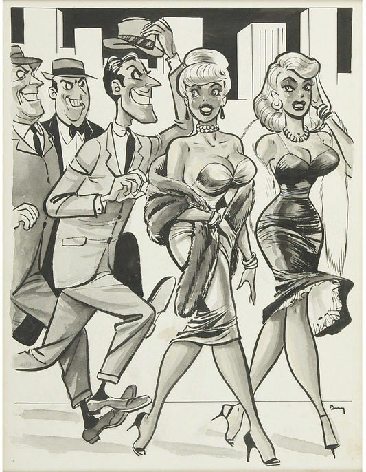 1961 Dave Berg Jest Men's Magazine Cartoon Original Art Mad Playboy Pin-Up