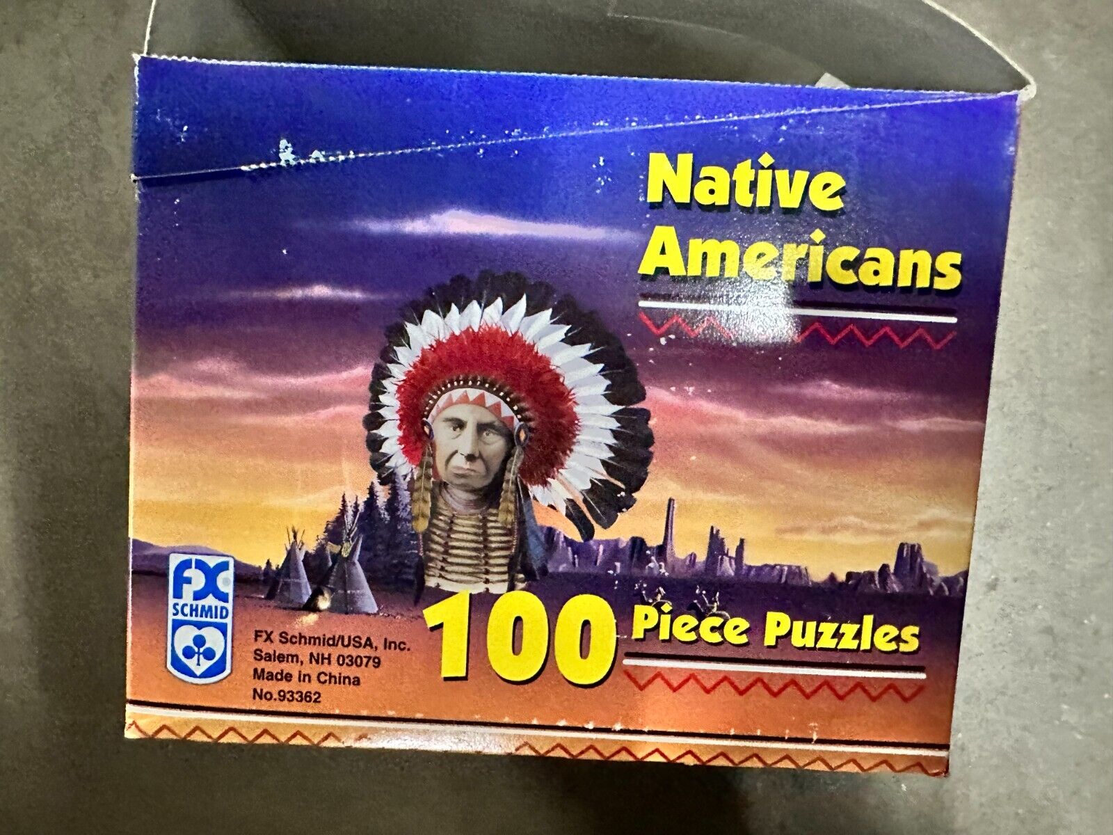 BOX OF 4 Native Americans 100 Piece Puzzles FX Schmid History 1996 Cherokee